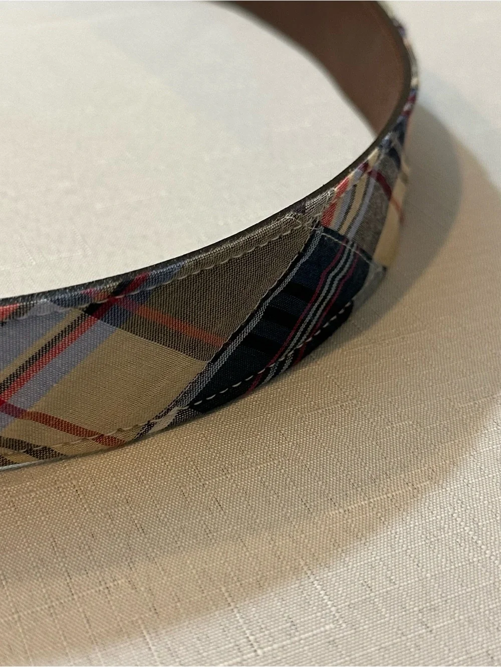 Brooks Brothers 346 Patchwork Madras Leather Belt Size 42